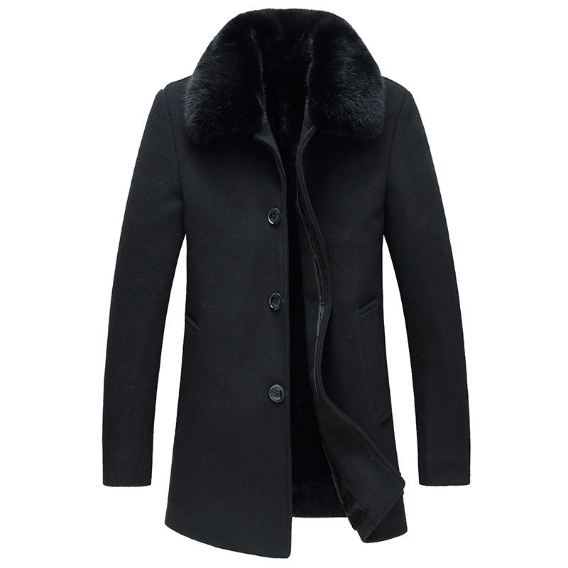 Men's wool-blend lapel overcoat