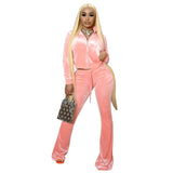 Fashion Ladies Solid Color Cropped Flared Pants Suit - WOMONA.COM