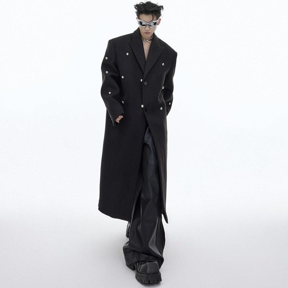 Faux Fur Jacket with Felt Shoulders and Metal Details