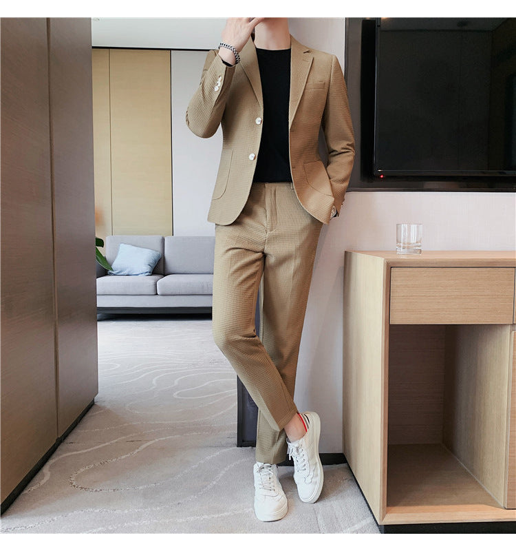 Men's Fashion Waffle Casual Suit - WOMONA.COM