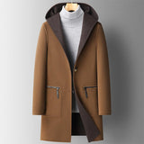 Fall Winter Hooded Double-sided Wear Wool Overcoat Men's