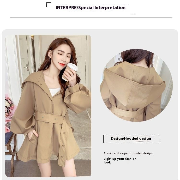 Winter And Autumn Hooded Trench Coat Women