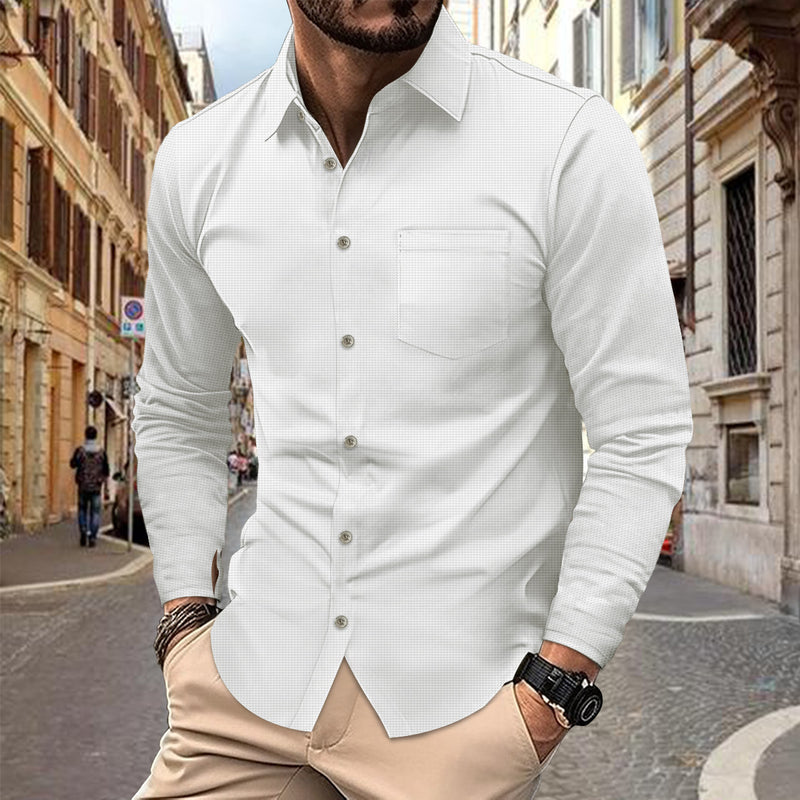 Button Casual Long Sleeve Shirt Top Men - WOMONA.COM