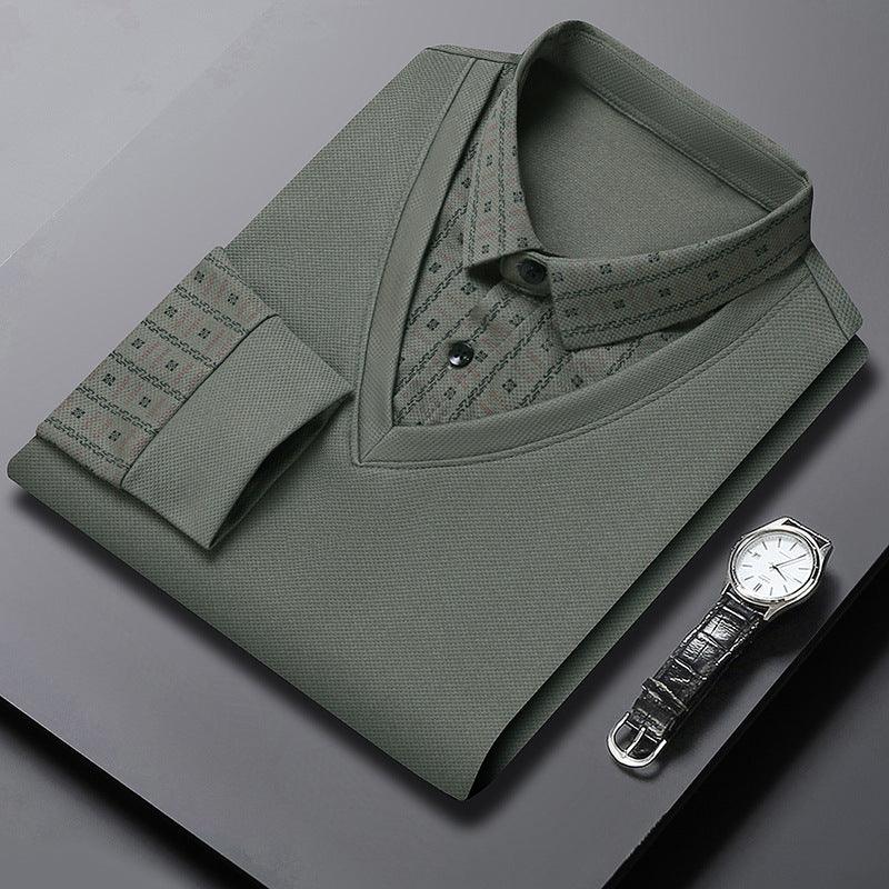 Men's False Two Pieces Knitwear Bottoming Sweater - WOMONA.COM
