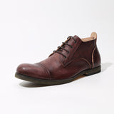 Zapatos casuales de cuero vintage para hombre, pequeños, con cabeza redonda y transpirables