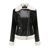 Fleece Leather Jacket Female