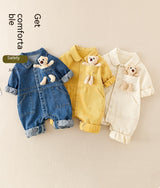 Baby Handsome Denim Jumpsuit Spring Festival Western Style Baby Boy