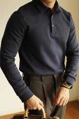 High-end Air Layer Cotton Long-sleeved Polo Shirt