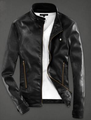 Men's classic PU leather zip jacket