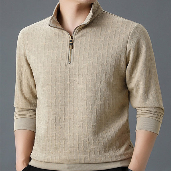 Autumn Men's Casual Half-height Zip Solid Color Undershirt Sweater - WOMONA.COM