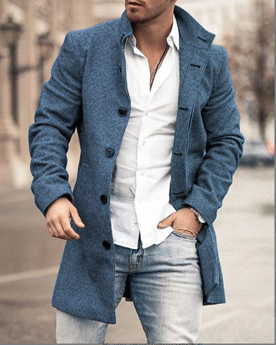 Stand Collar Mid-length Pocket Casual Coat - WOMONA.COM