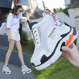 Sports Women Graffiti Casual Thick Sole 10cm Mesh Shoes - WOMONA.COM