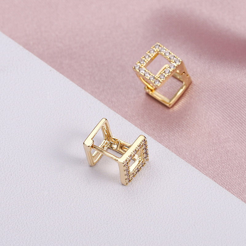 Bronze Trapezoid Geometric Earrings - WOMONA.COM