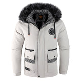 Men's Hair Collar Padded Thickened Cotton Coat Jacket - WOMONA.COM