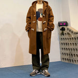 Men's Classic Horn Button Mid-length Wool Coat