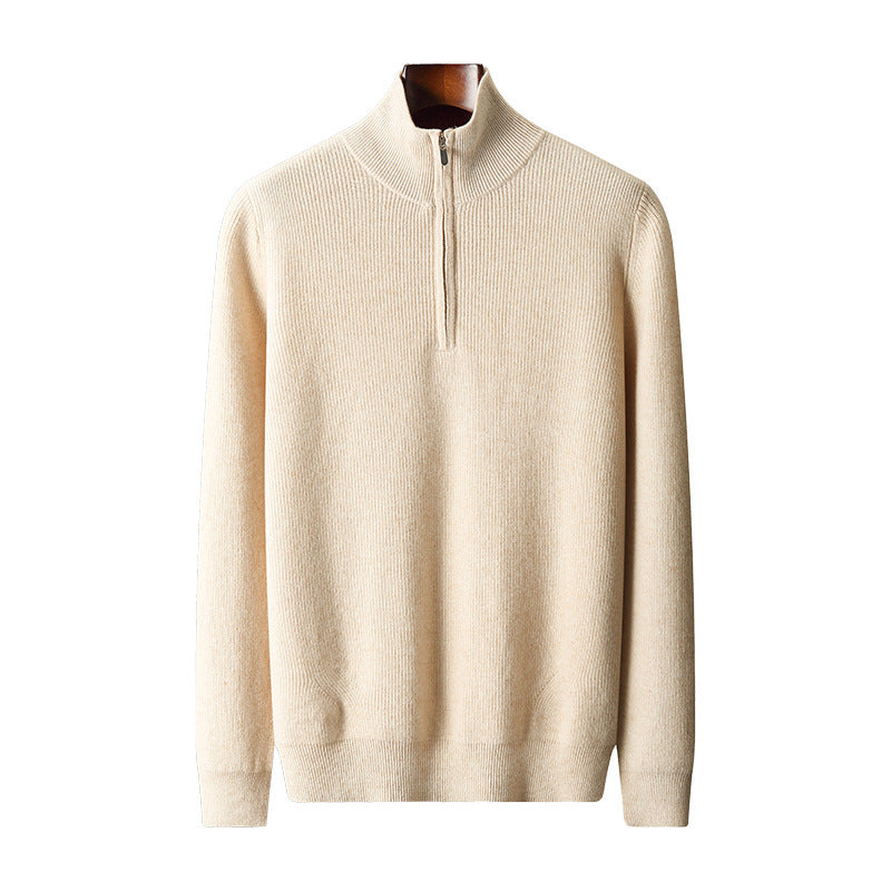 Cashmere Men's Thickened Half-high Collar Zipper Pullover Sweater