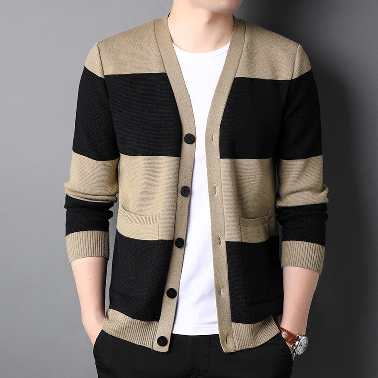 Long Sleeve Color Matching Casual Sweater Coat