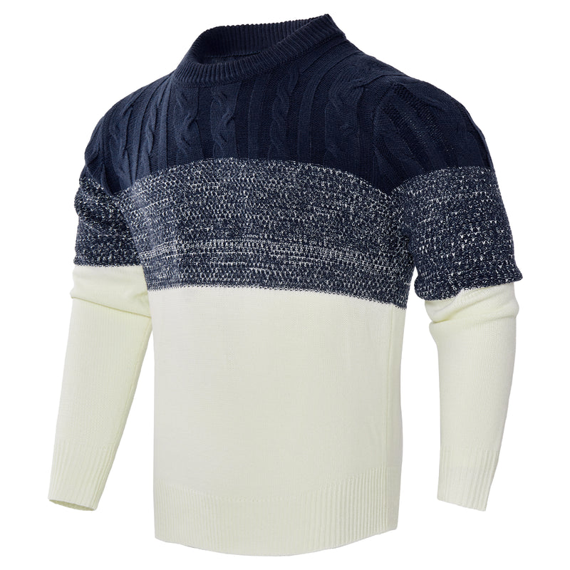 Men's Casual Cable Knit Pullover Sweater - WOMONA.COM