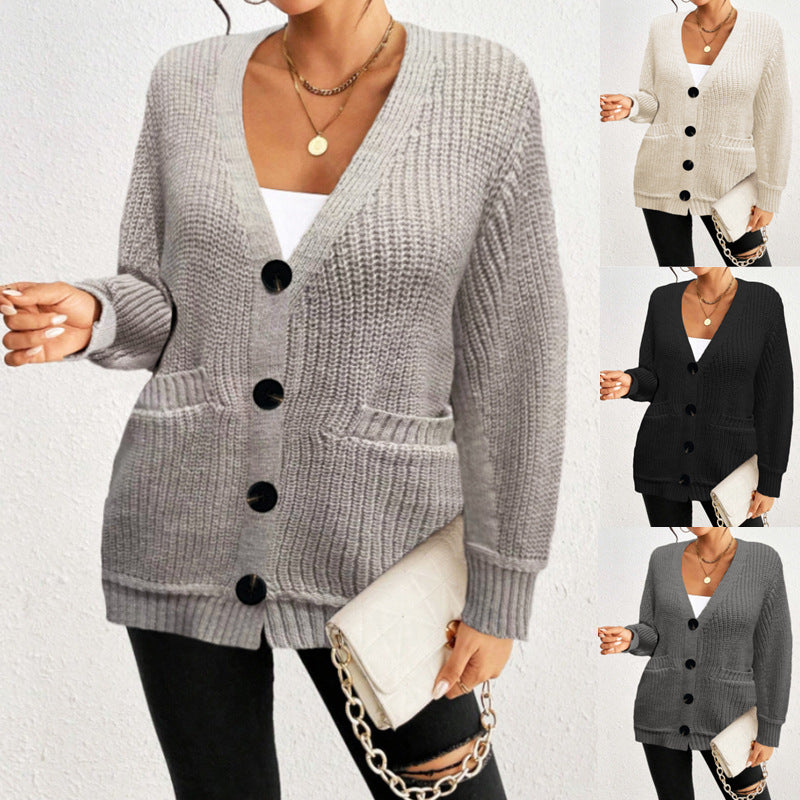 Women's Loose Pockets Button Cardigan