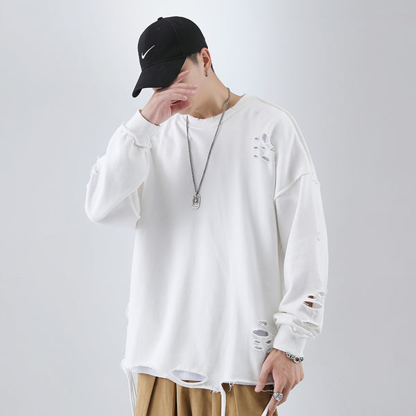 Trendy High Street Ripped Loose Sweater Men - WOMONA.COM