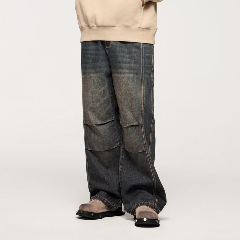 Men's Loose Retro Straight Jeans - WOMONA.COM