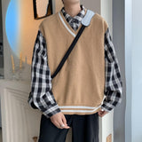 Men's Fall V-neck Vest Sweater Knitwear Top - WOMONA.COM