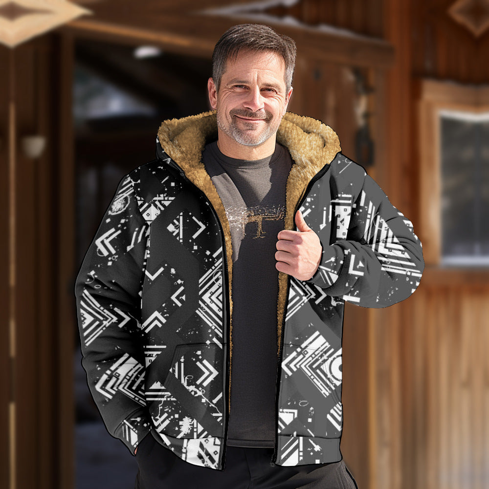 Men's fleece-lined padded winter jacket