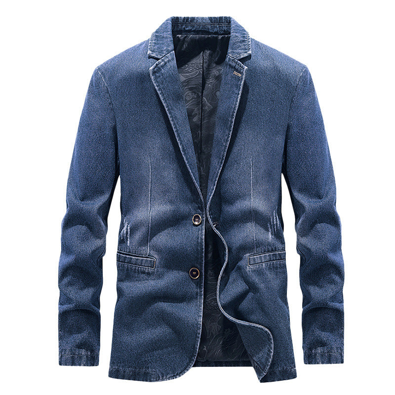 Handsome Fit Suit Spring And Autumn Denim Jacket - WOMONA.COM