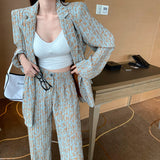 Retro Niche Design Printed Crumpled Suit Jacket - WOMONA.COM