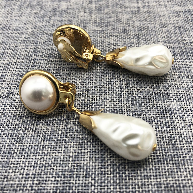 White Pearl Retro Drop Earrings - WOMONA.COM