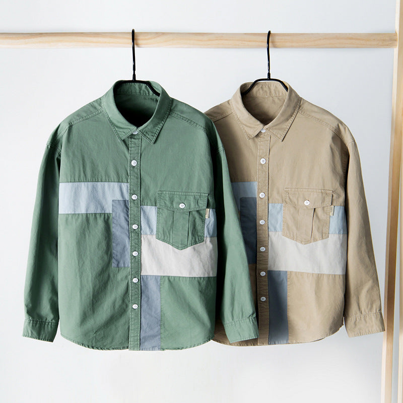 Men's Color-Block Cotton Workwear Overshirt - product view 1