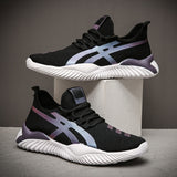 Men Sneakers Stripe Print Lightweight Shoes Running Walking - WOMONA.COM