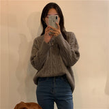 Retro twist round neck pullover - WOMONA.COM