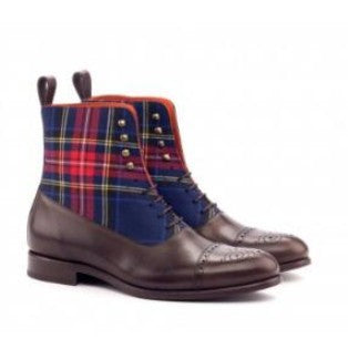 Check Color Block Boots Men's Boots - WOMONA.COM