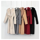 Autumn And Winter New Wool Overcoat Double-faced Woolen Goods Long Belt Slim Fit