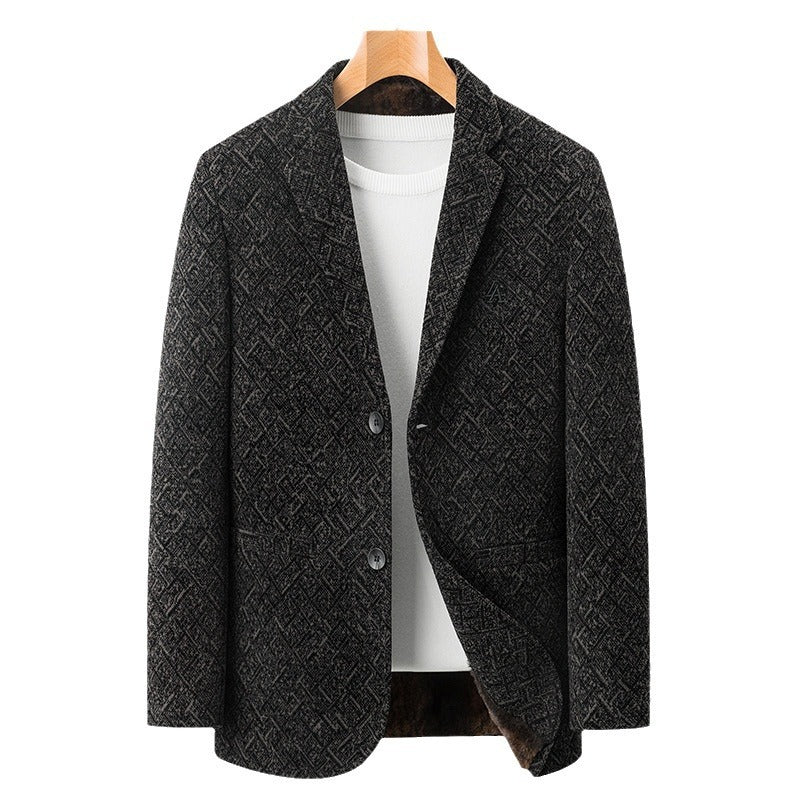 Chenille Casual Simple Suit Jacket For Men - WOMONA.COM