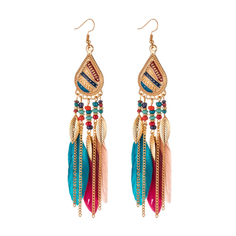 Feather and pearl earrings - WOMONA.COM