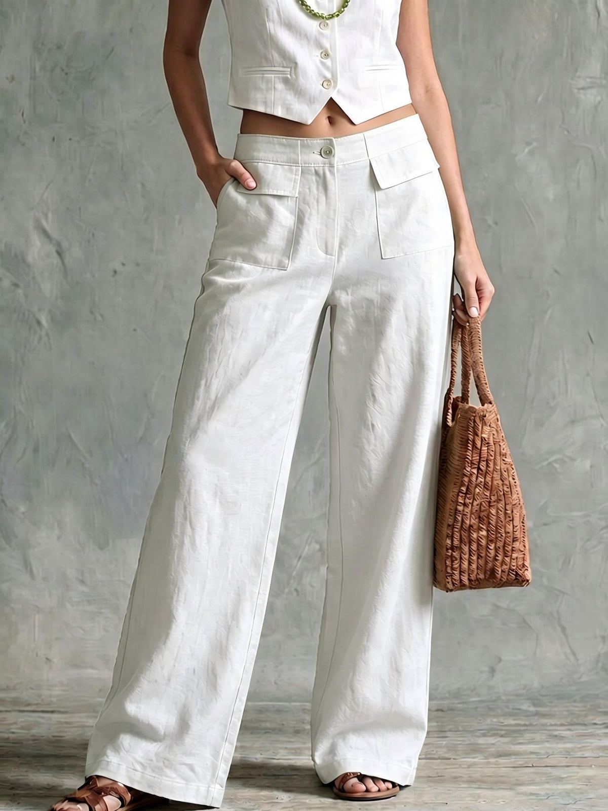 Women's high-waist relaxed wide-leg pants