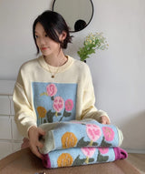 Women's Loose Soft Milk Knitted Jacquard Sweater - WOMONA.COM