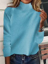 Damen Raglan-Rollkragenpullover mit dickem, hohem Stehkragen