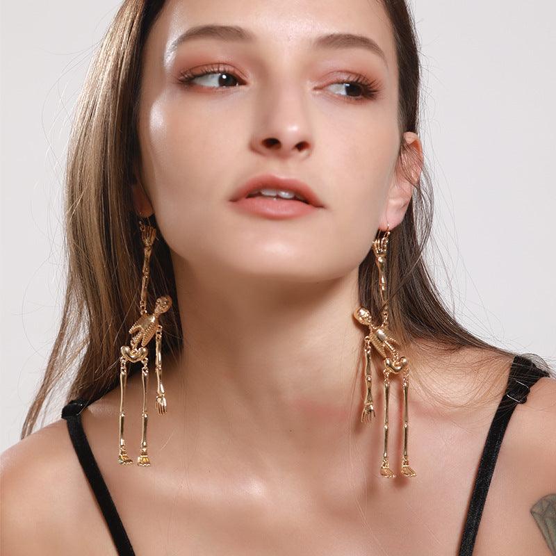 Women's Gold-Tone Skull Earrings