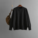 Round Neck Sweater Women's Pullover Sweater Long Sleeve - WOMONA.COM