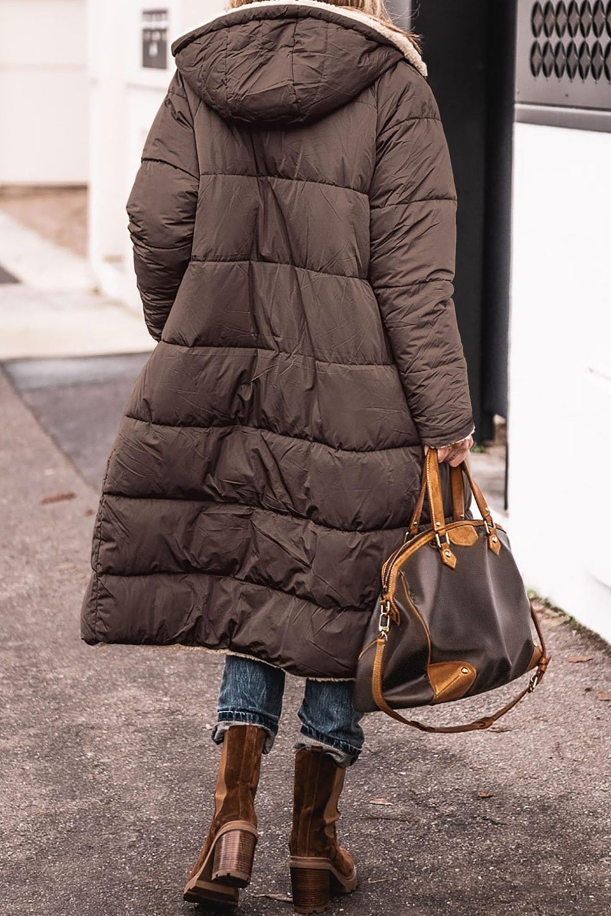 Women's hooded raglan-sleeve pocket coat