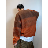 Loose Orange Gradient Brushed Cardigan Sweater Coat