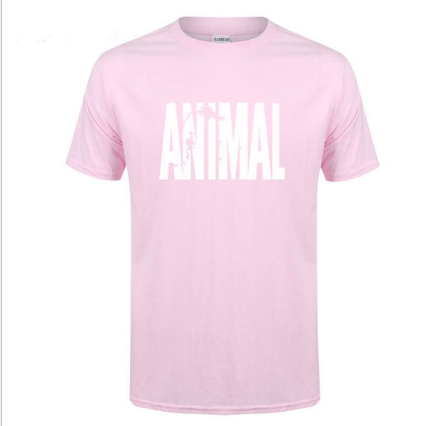 Venta rápida Deseo nueva camiseta de cuello con estampado de alfabeto ANIMAL de ocio de verano para hombre de algodón puro