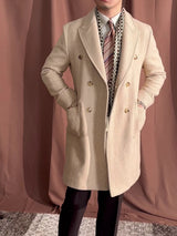 Vintage Men's Wool Herringbone Polo Coat - WOMONA.COM