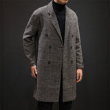 Plaid coat slim slim long trench coat - WOMONA.COM