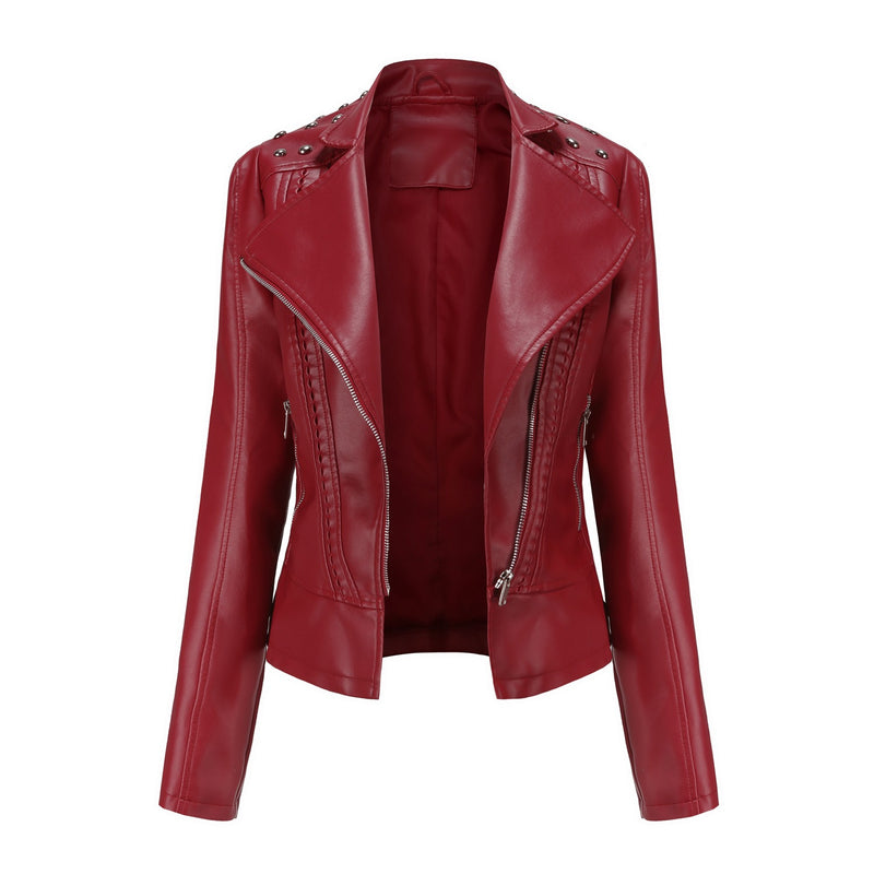 Women's Leather Jacket Slim Thin Small Coat - WOMONA.COM