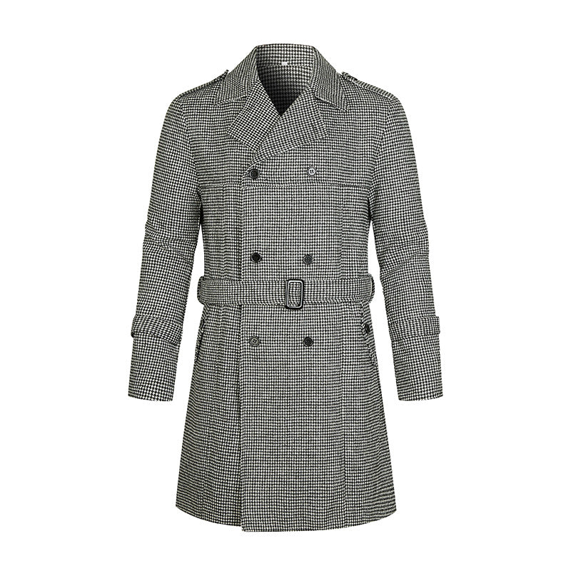 Striped Double-breasted Mid-length Trench Coat Trendy Fashionable - WOMONA.COM