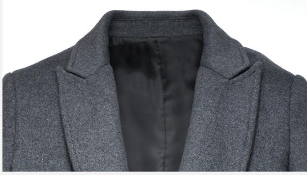 Men's woolen coat slim fit trench coat - WOMONA.COM